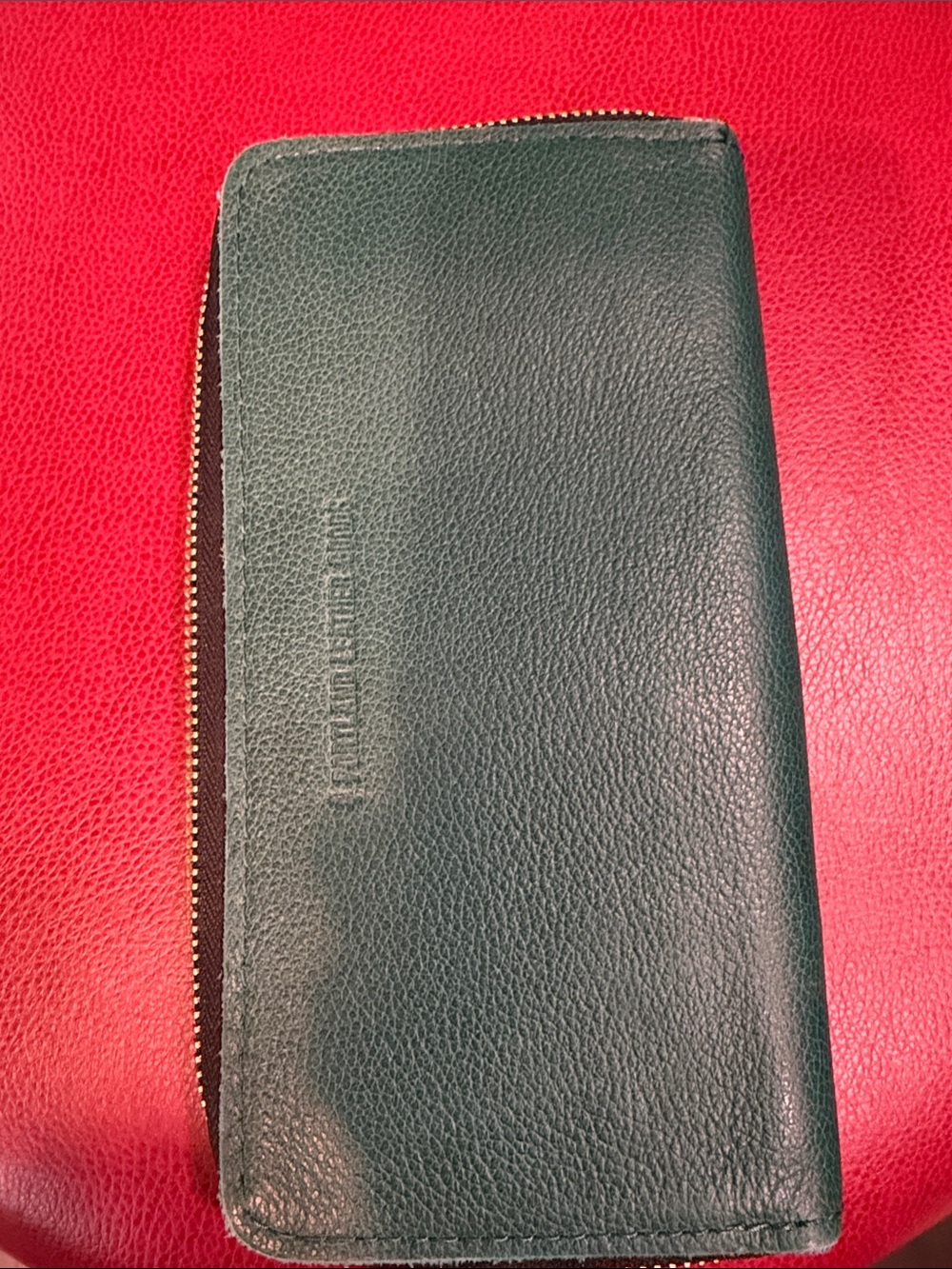 Portland Leather accordion zip wallet Sea glass